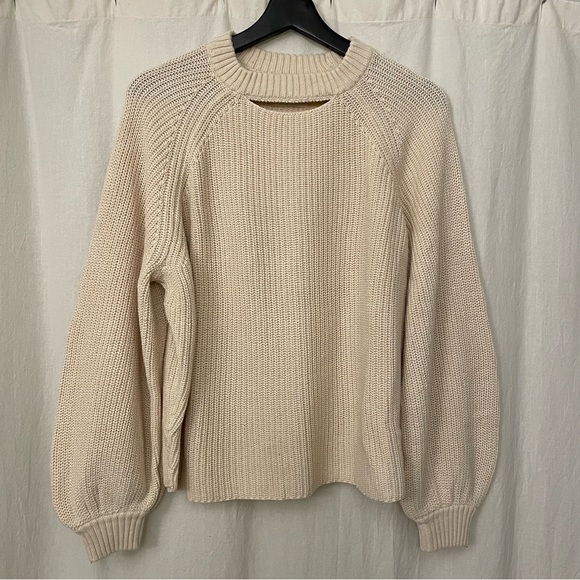 Pact Organic Cotton Peek-A-Boo Crewneck Sweater in Sandshell - Picture 2 of 5